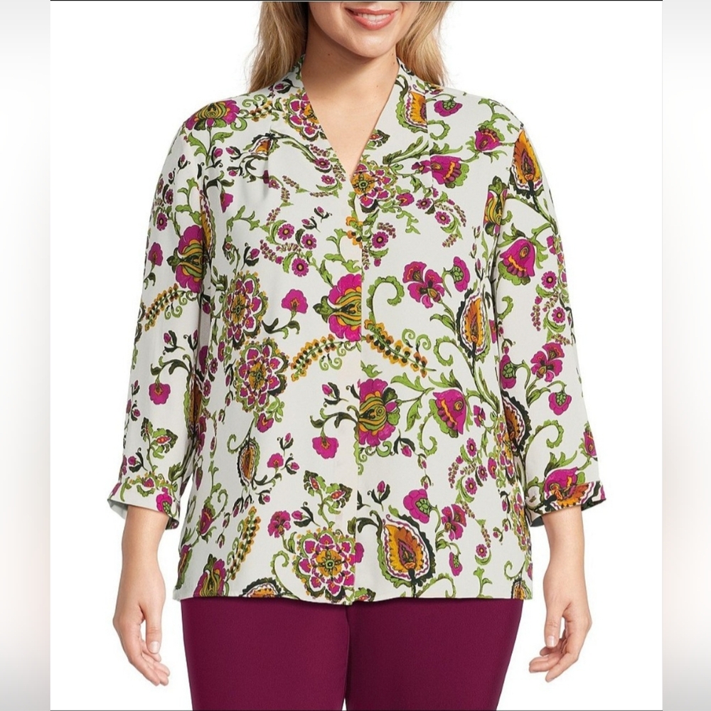 INVESTMENTS FLORAL PRINT BLOUSE NWT